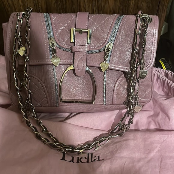 $750 Luella Heart Charm Mauve Limited Edition Handbag ( Used Once)9.5”x6”x3” - Picture 2 of 8